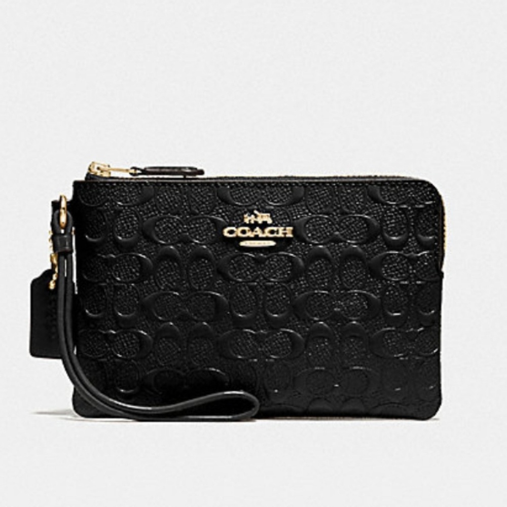 NWT Coach Signature Corner Zip Wristlet